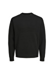 Jack & Jones Bisiklet Yaka Düz Siyah Erkek Kazak 12196884_JORKEEGAN KNIT CREW NECK