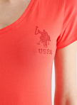 U.S. Polo Assn. V Yaka Düz Kırmızı Kadın T-Shirt TV0123_24