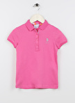 U.S. Polo Assn. Pembe Kız Çocuk Polo Yaka Kısa Kollu Düz Polo T-Shirt TP01-IY023