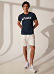 Asics 2011C334-402 CORE ASICS TOP Koyu Lacivert Erkek Bisiklet Yaka Normal Kalıp  T-Shirt