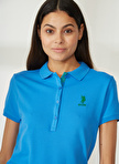 U.S. Polo Assn. Polo Yaka Düz Mavi Kadın T-Shirt P-TP0123