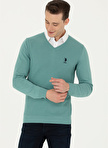 U.S. Polo Assn. V Yaka Slim Fit Mint Erkek Kazak TCDUNI-BSK23