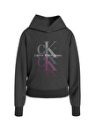 Calvin Klein Siyah Kız Çocuk Kapüşonlu Uzun Kollu Baskılı Sweatshirt IG0IG02211BEH