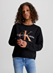 Calvin Klein Siyah Kız Çocuk Bisiklet Yaka Baskılı Sweatshirt IG0IG02207BEH