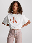 Calvin Klein Beyaz Kız Çocuk Bisiklet Yaka Baskılı T-Shirt IG0IG02194YBI