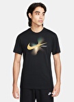 Nike Siyah Erkek Bisiklet Yaka Baskılı T-Shirt FQ7998-010-M NSW TEE 6MO SWOOSH