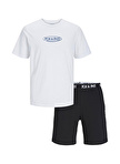 Jack & Jones Baskılı Beyaz Erkek Çocuk T-Shirt JACOLIVER SS TEE AND SHORTS SET JNR