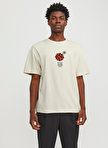 Jack & Jones Bisiklet Yaka Krem Erkek T-Shirt JORBLOCKPOP TEE SS CREW NECK TG LN