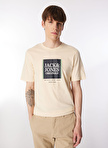 Jack & Jones Bisiklet Yaka Krem Erkek T-Shirt JORLAFAYETTE BOX TEE SS CREW NECK