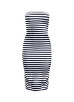 Tommy Jeans Straplez Yaka Çizgili Mavi Uzun Kadın Elbise TJW LOGO TAPE STRIPE TUBE DRESS