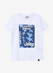 Jeep Ekru Erkek Çocuk Bisiklet Yaka Relaxed Baskılı T-Shirt C4SB-TST4011