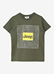 Jeep Haki Erkek Çocuk Bisiklet Yaka Relaxed Baskılı T-Shirt C4SB-TST4091