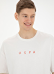 U.S. Polo Assn. Bisiklet Yaka Ekru Erkek T-Shirt NAVU