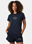 Helly Hansen Lacivert Kadın Bisiklet Yaka Normal Kalıp Baskılı T-Shirt HHA.54080_W CORE GRAPHIC