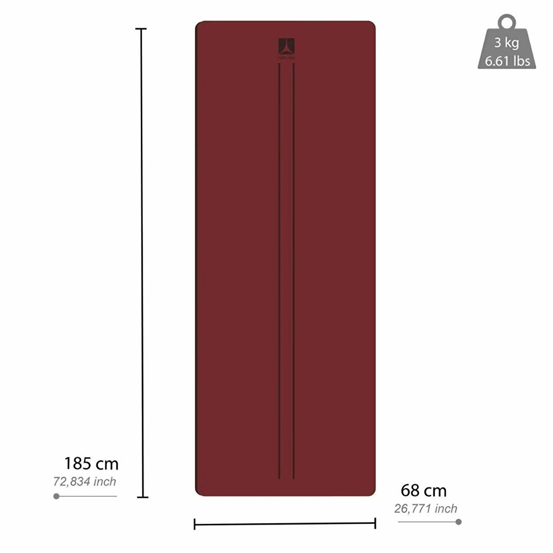 Rebuwo Çift Çizgi Tasarımlı 5mm Kauçuk Yoga Mat Pilates Mat Bordo