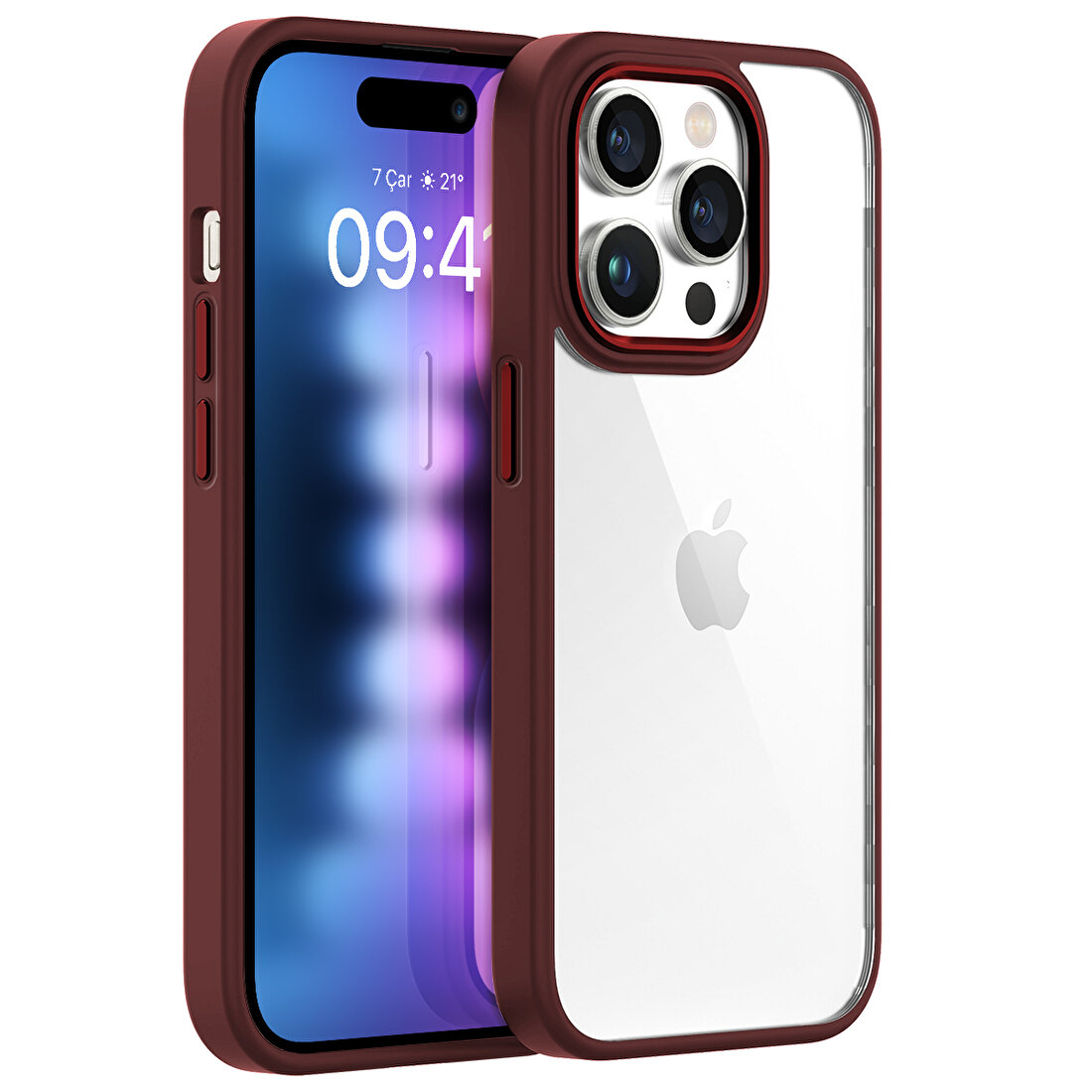 Buff iPhone 15 Pro Max New Air Bumper Kılıf Bordo