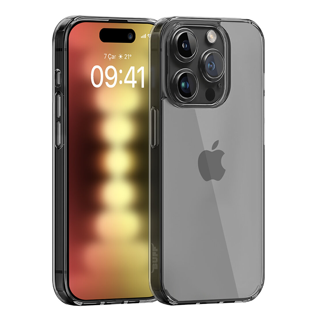 Buff iPhone 15 Pro Air Hybrid Kılıf Dumanlı Siyah