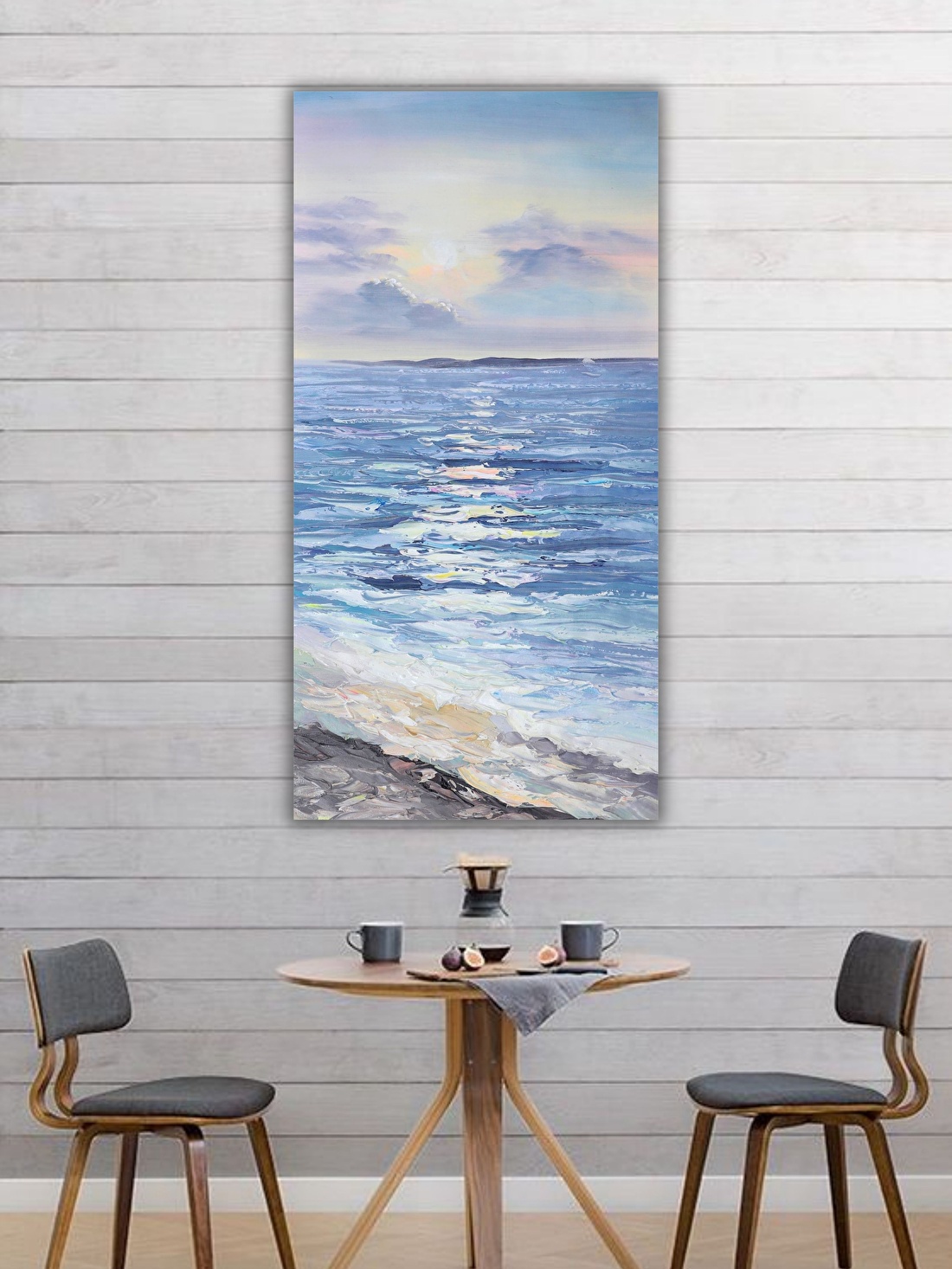 Deniz Manzara El Yapımı Yağlı Boya Tablo 64x116cm