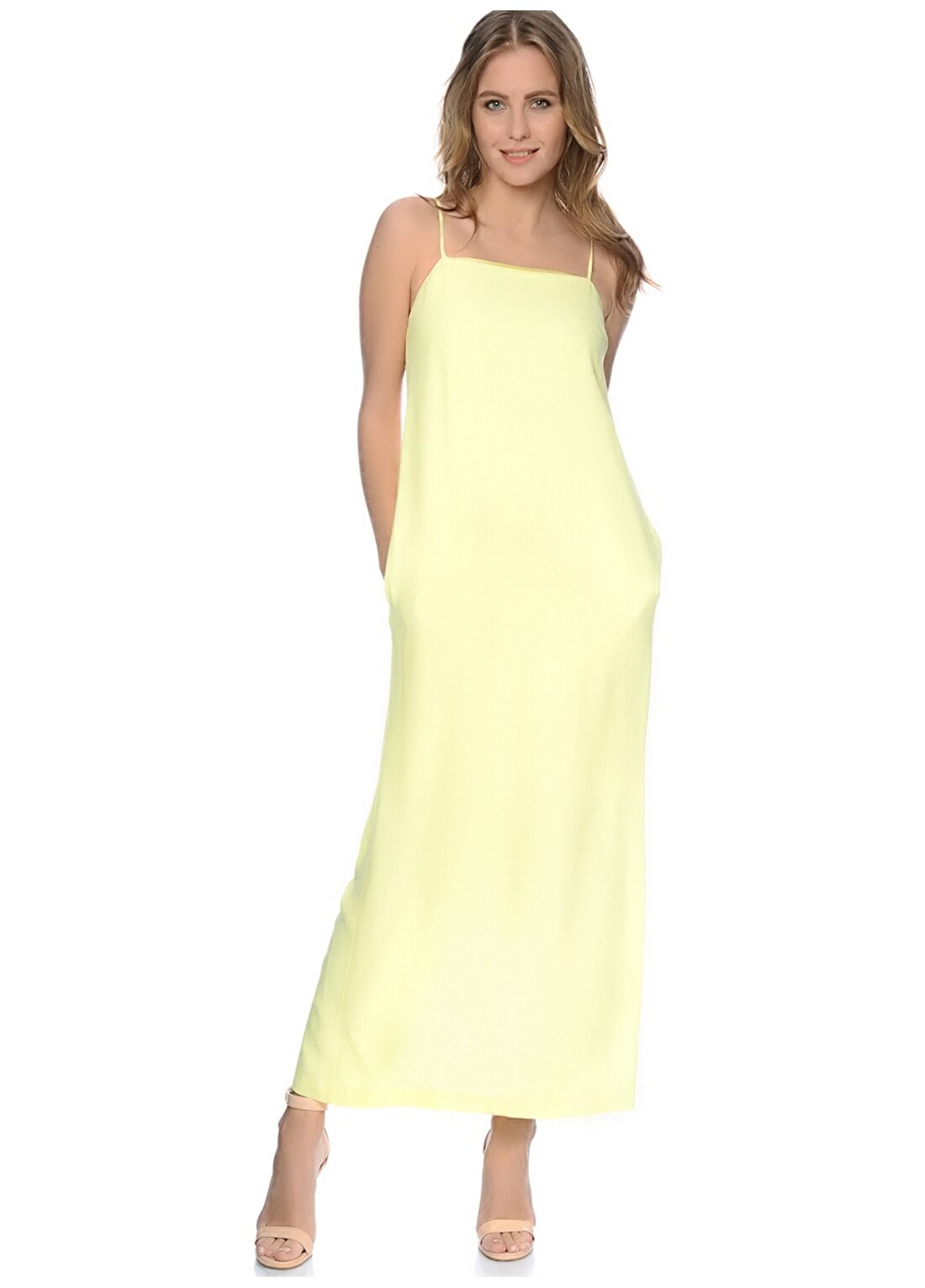 House Of Camellia Uzun Cepli Sarı Kadın Elbise