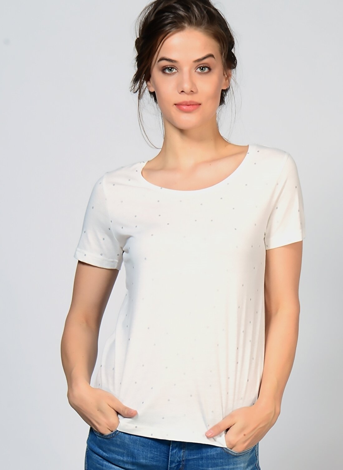 Ichi Beyaz Kadın T-Shirt 20100443