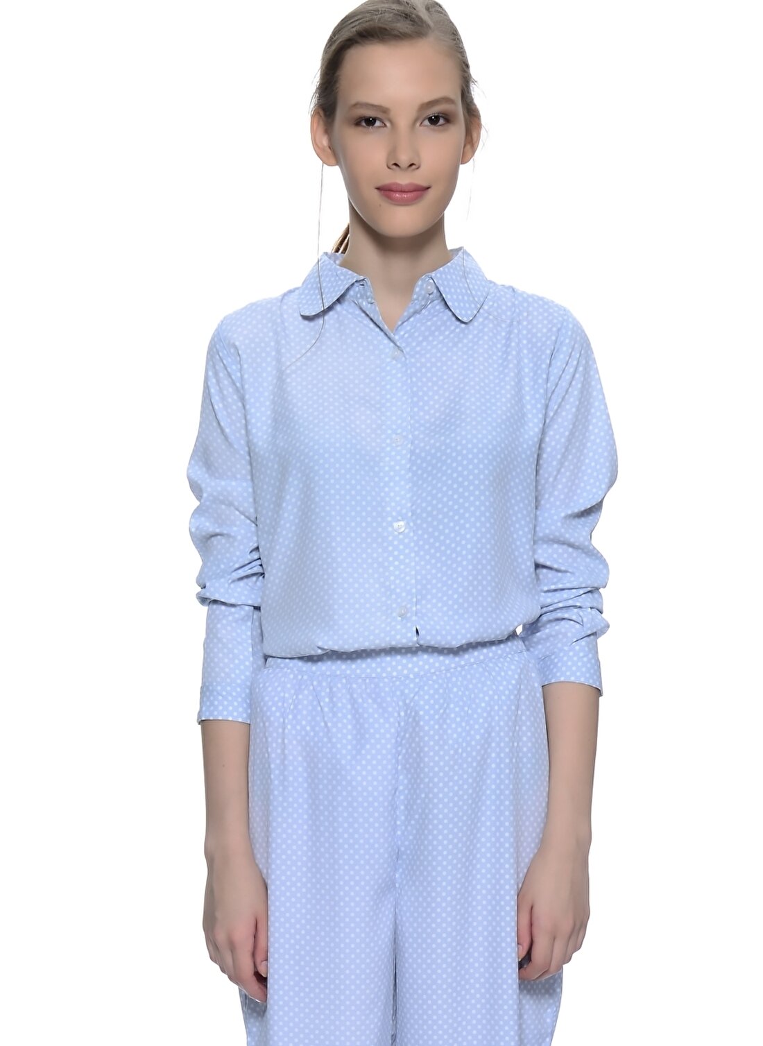 Compania Fantastica Standart Kalıp Polyester Koyu Mavi Kadın Gömlek