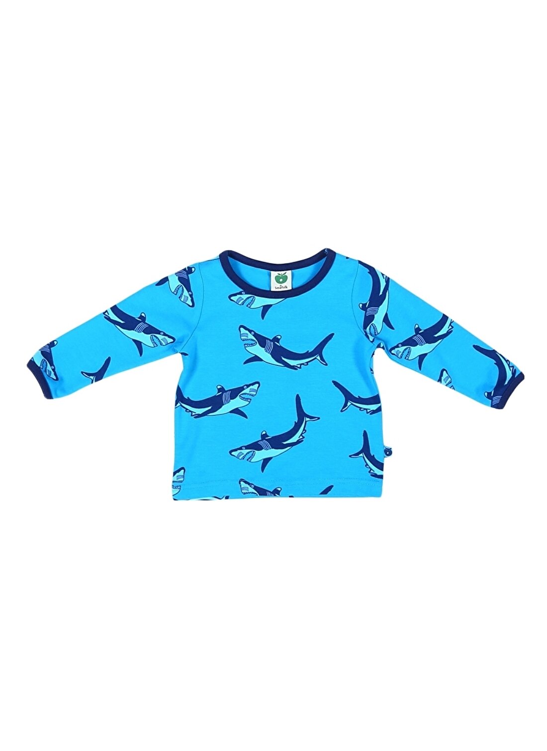 Smafolk Koyu Turkuaz Köpek Balığı Desenli Erkek Bebek T-Shirt