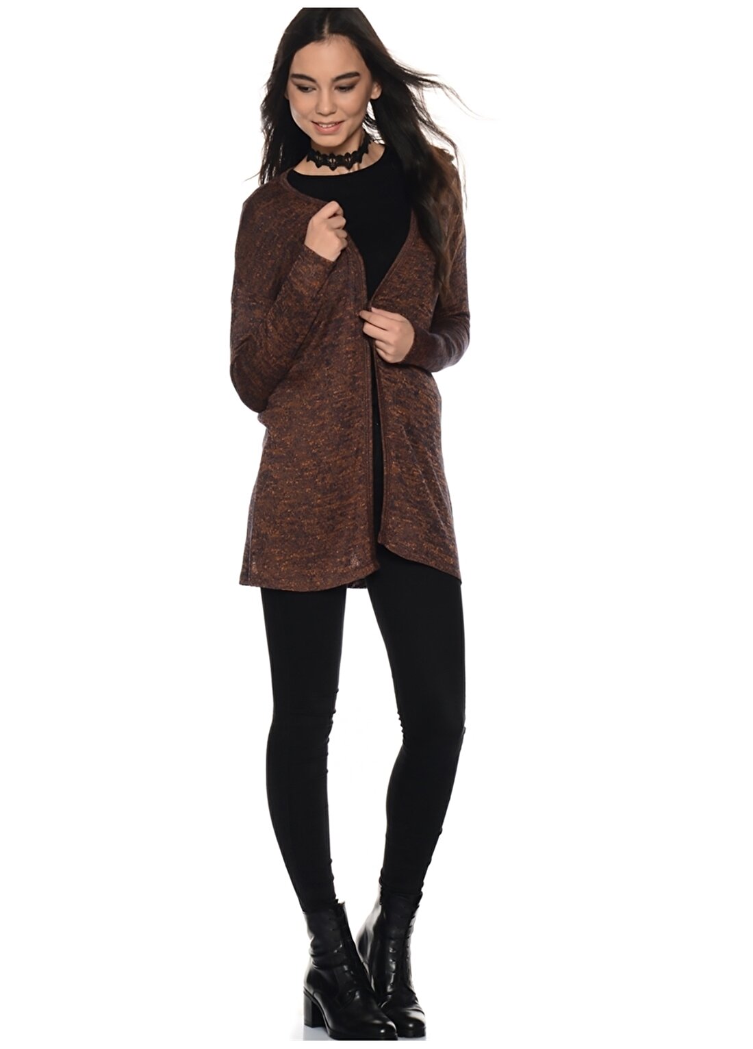 Vero Moda Uzun Kollu Kahverengi Kadın Hırka