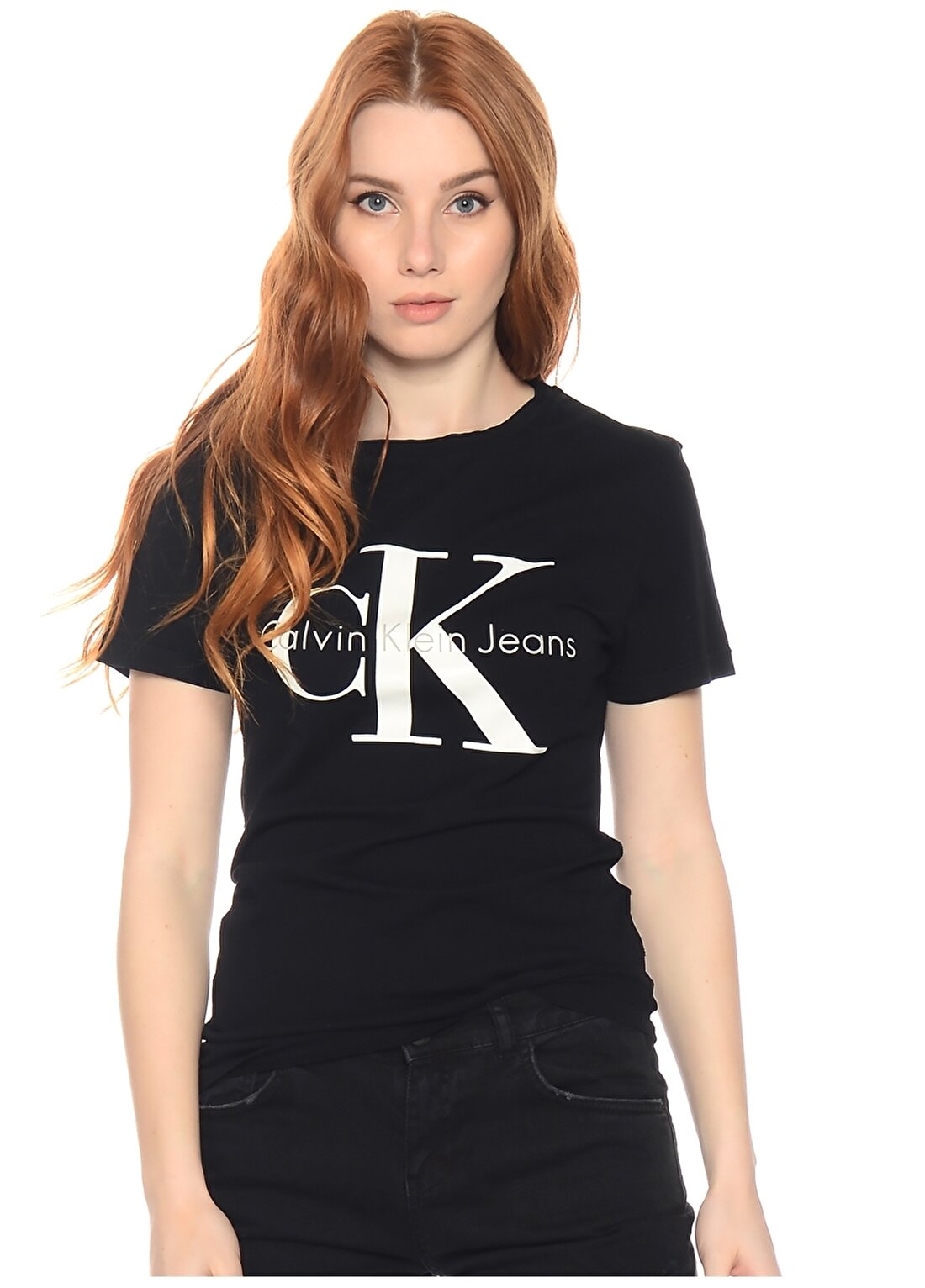 Calvin Klein Jeans Açık Siyah Kadın T-Shirt J2IJ202092
