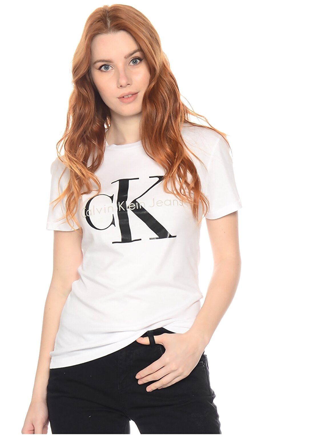Calvin Klein Jeans Koyu Beyaz Kadın T-Shirt J2IJ202092