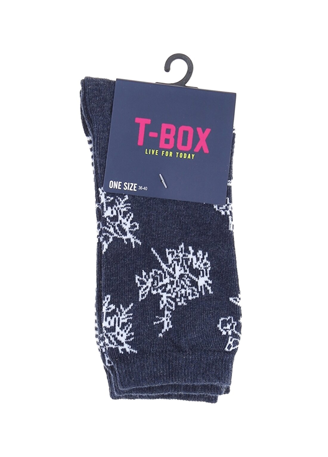 T-Box Desenli 2'Li Lacivert Soket Çorap
