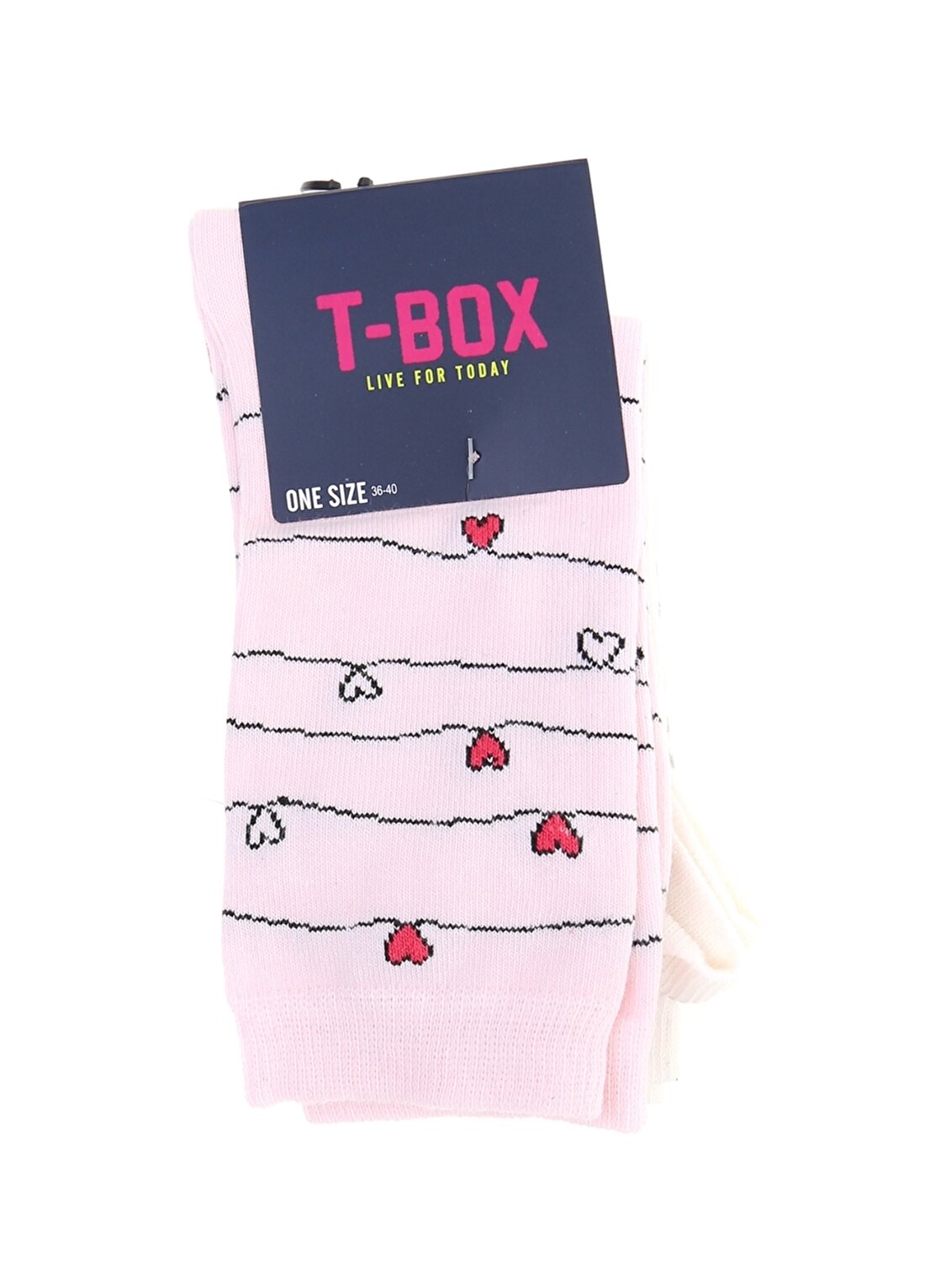 T-Box Desenli Ekru 3'Lü Soket Çorap