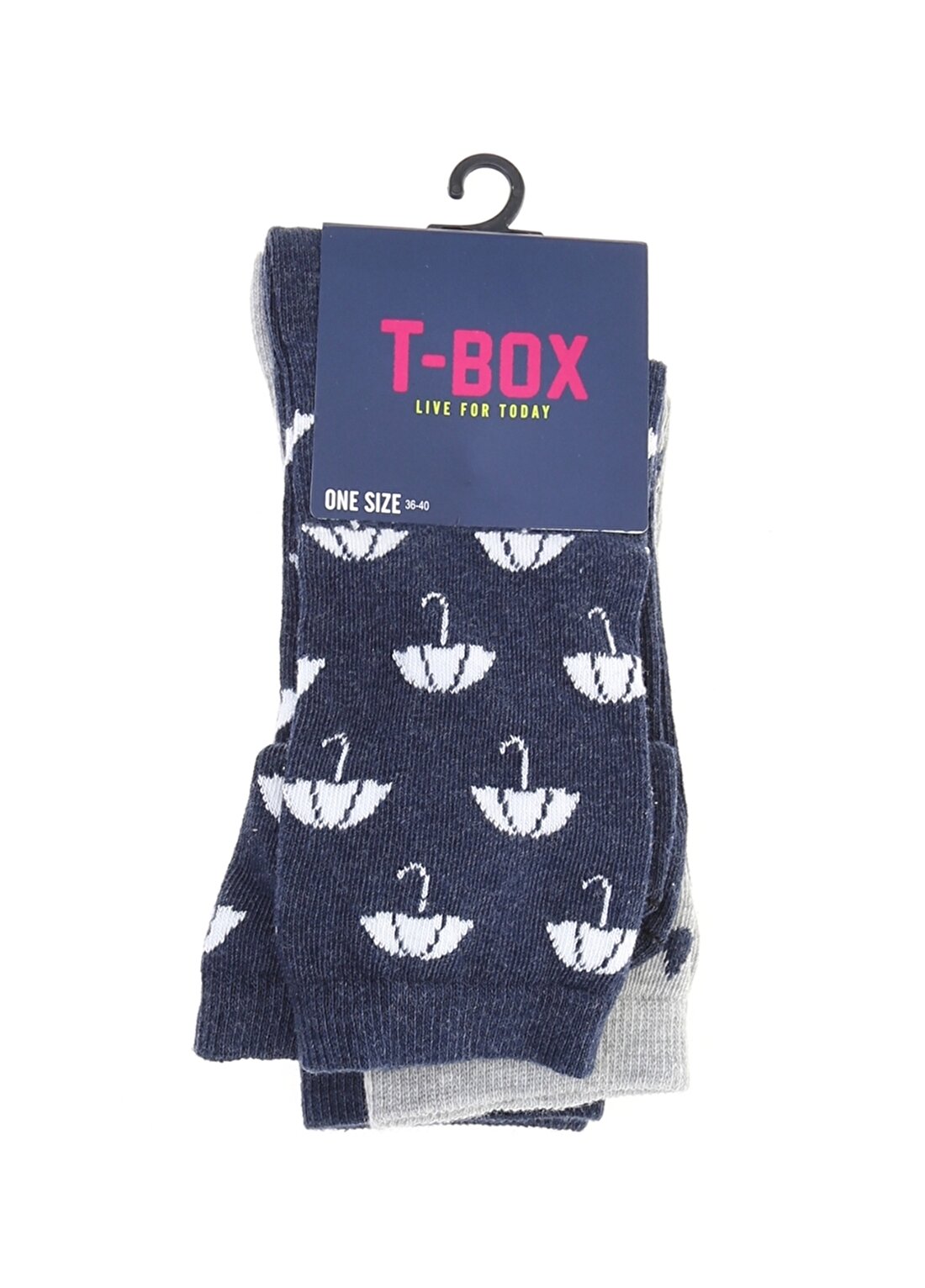 T-Box Şemsiye Desenli 3'Lü Soket Çorap