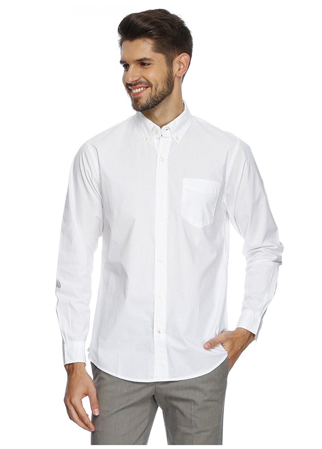 Dockers Düğmeli Yaka Beyaz Gömlek