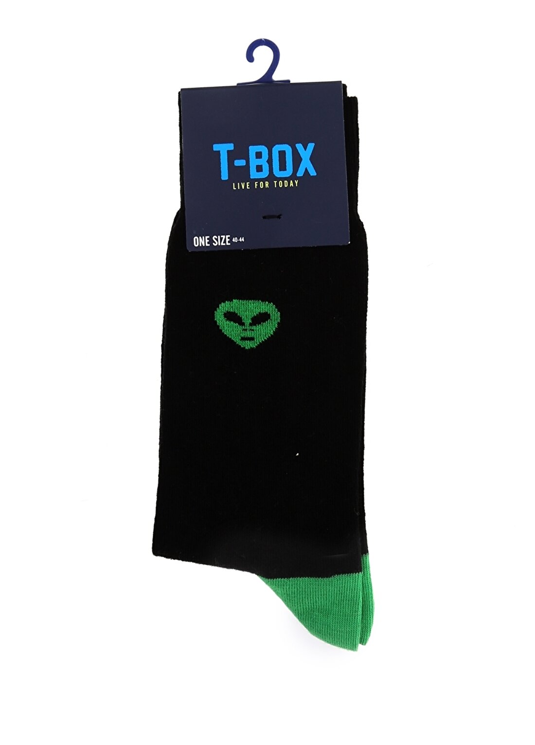 T-Box Alien İşlemeli Siyah Çorap