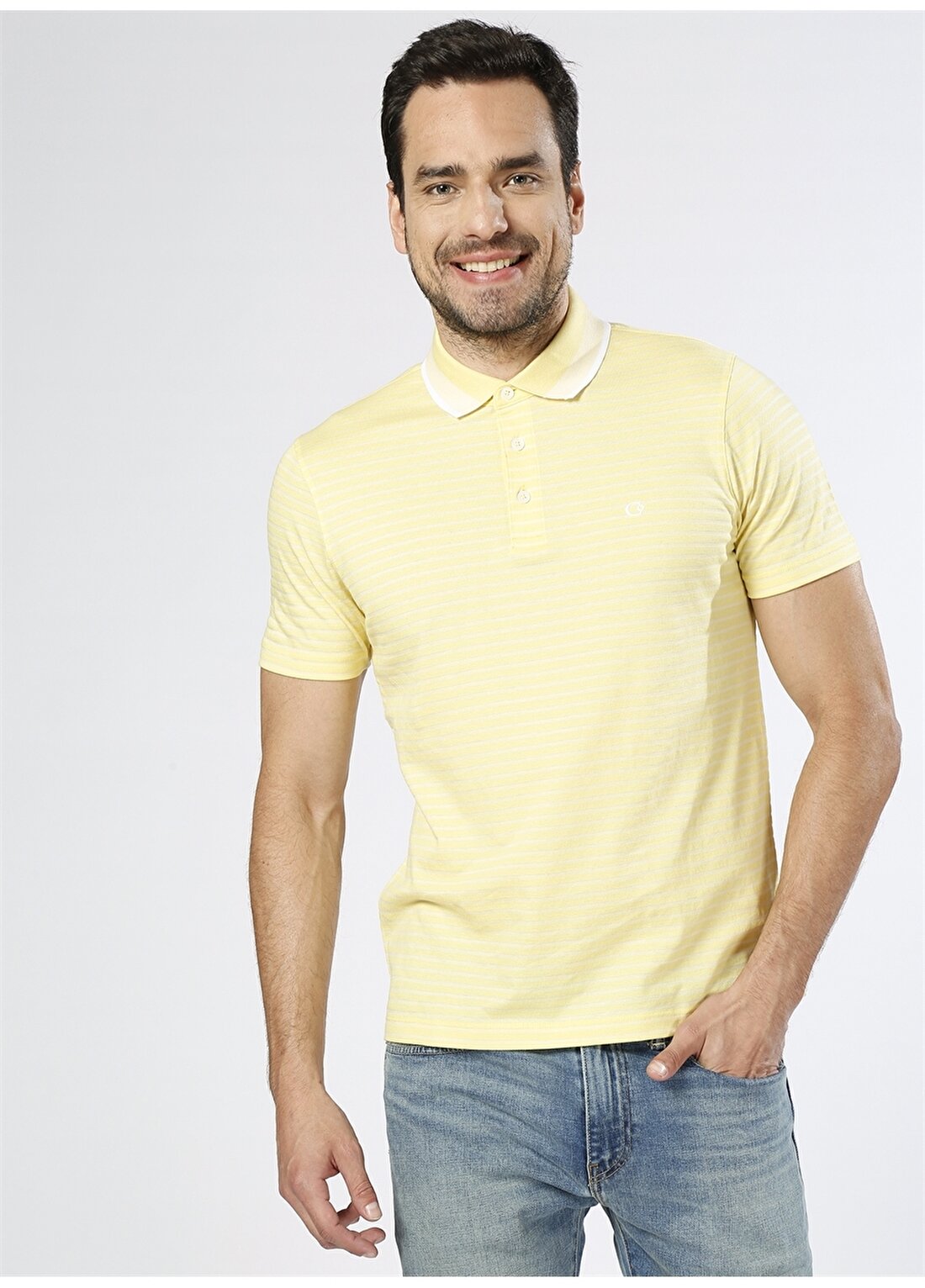 Cotton Bar Çizgili Sarı T-Shirt