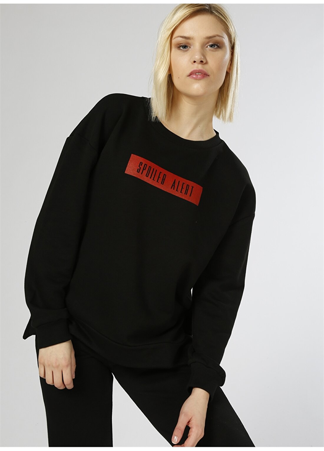 T-Box Yazılı Siyah Sweatshirt