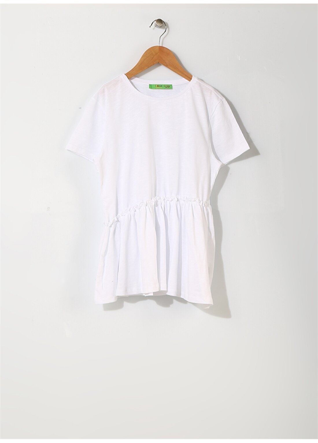 Limon Kız Çocuk Pileli Beyaz T-Shirt