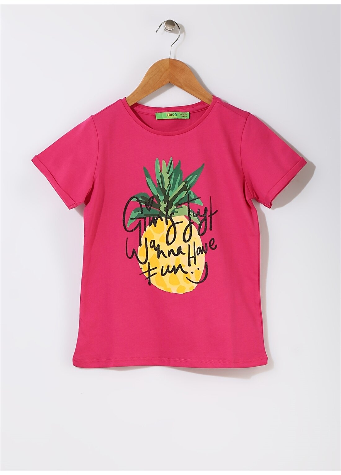 Limon Çocuk Ananas Baskılı Pembe T-Shirt