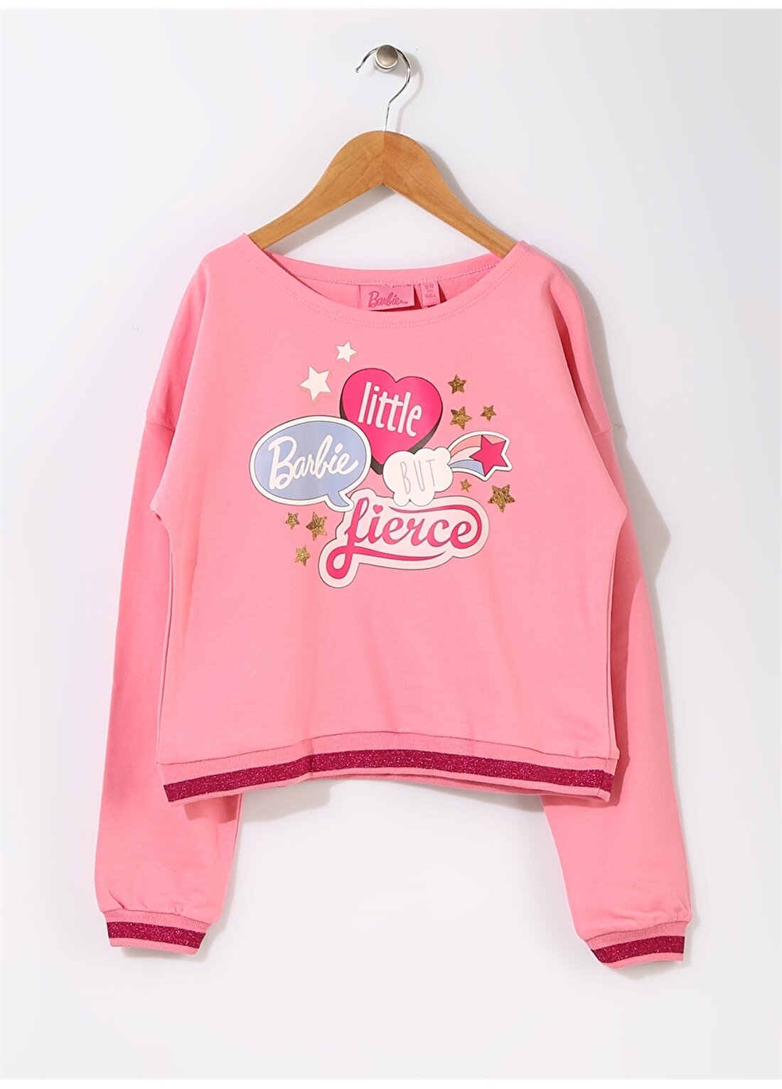 Barbie Çocuk Yazılı Pembe Sweatshirt