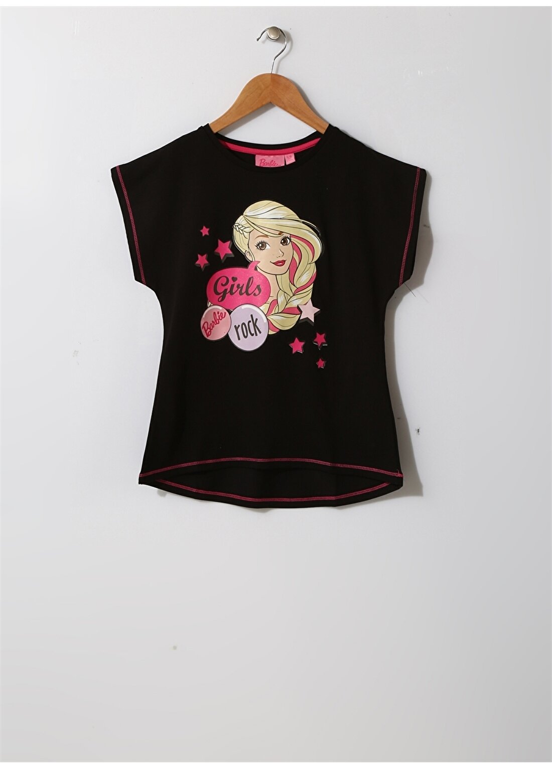 Barbie Kız Çocuk Baskılı Siyah T-Shirt