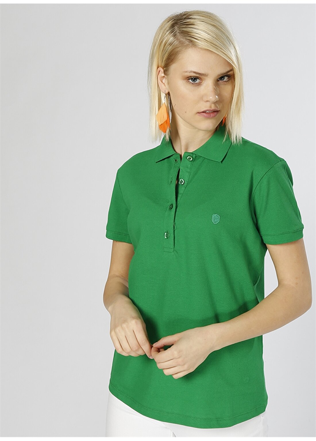 Limon Polo Yaka Basic Yeşil T-Shirt