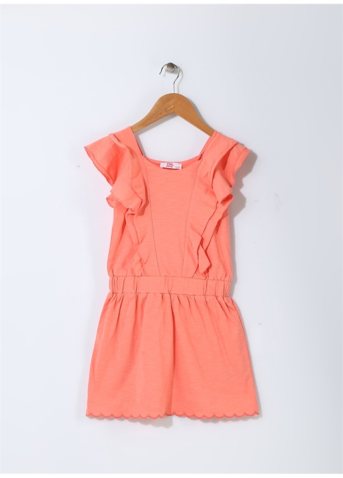 Pink&Orange Çocuk Fırfır Detaylı Mercan Elbise