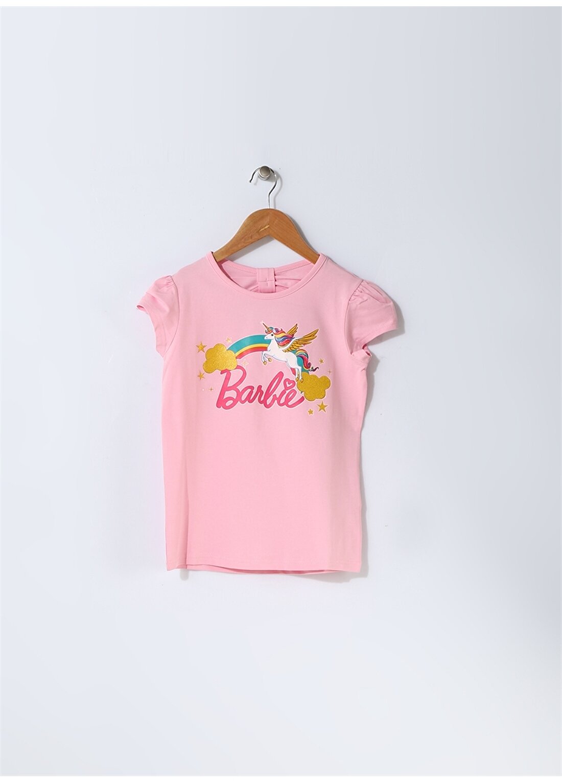 Barbie Kız Çocuk Karakter Baskılı Bisiklet Yaka Pembe T-Shirt