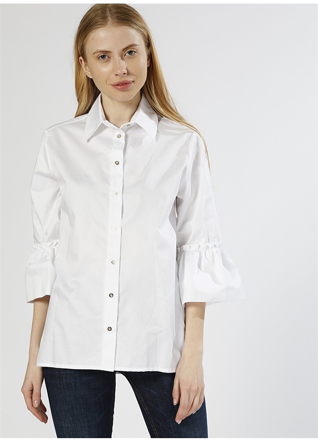 Beymen Studio Kol Detaylı Beyaz Bluz