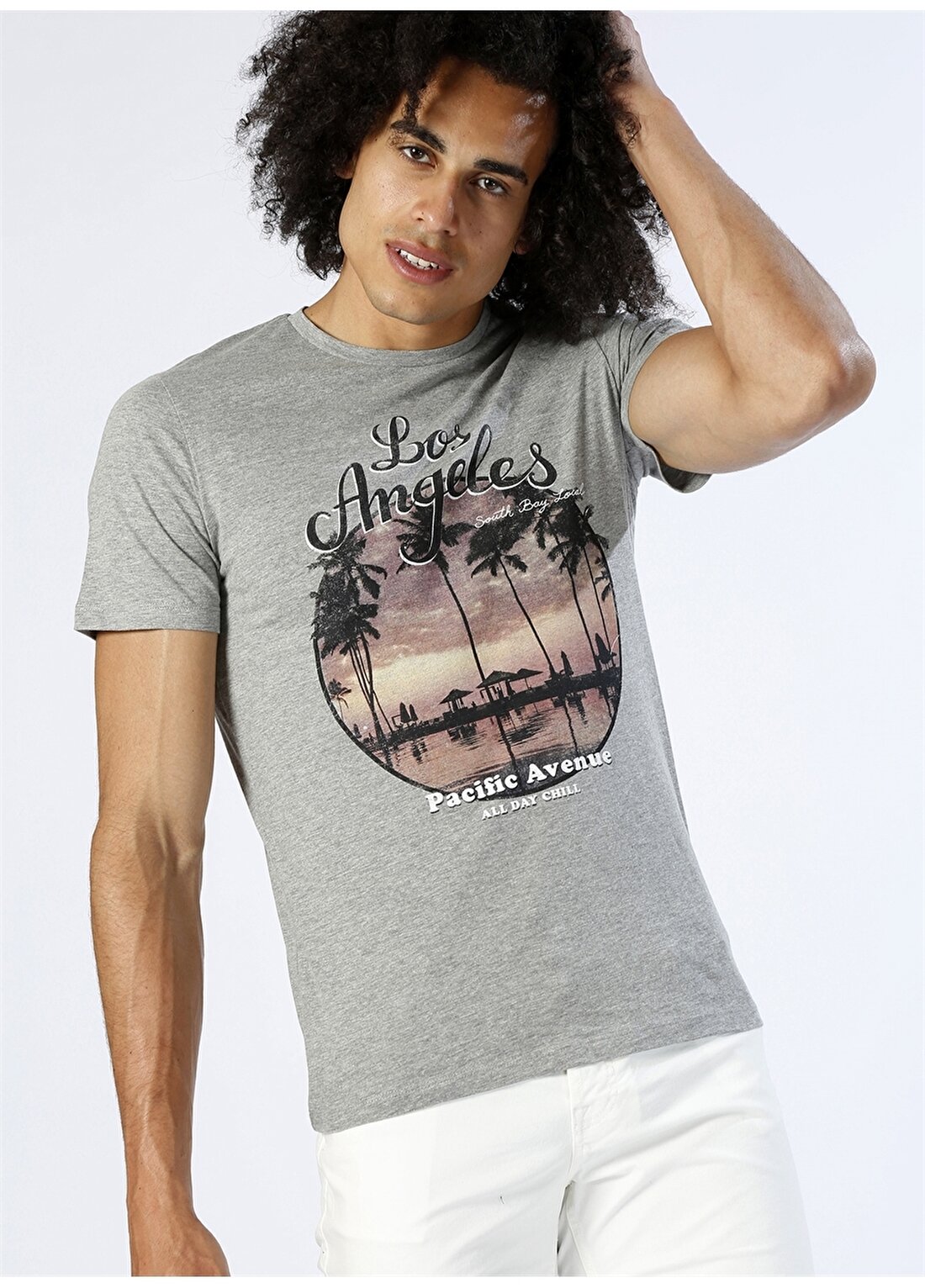 Jack & Jones Baskılı Gri T-Shirt