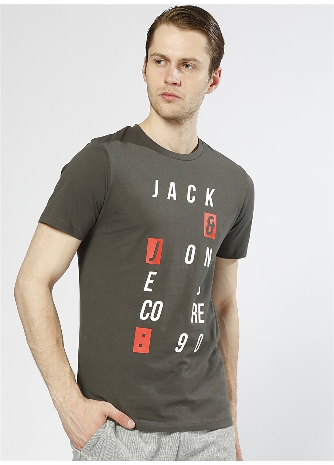 Jack & Jones Yazılı Haki T-Shirt