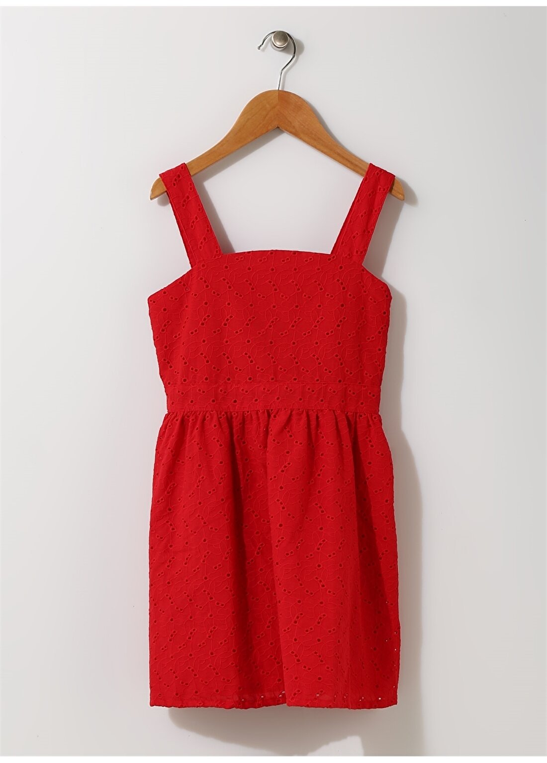 Koton Kız Çocuk Dantelli Kırmızı Elbise