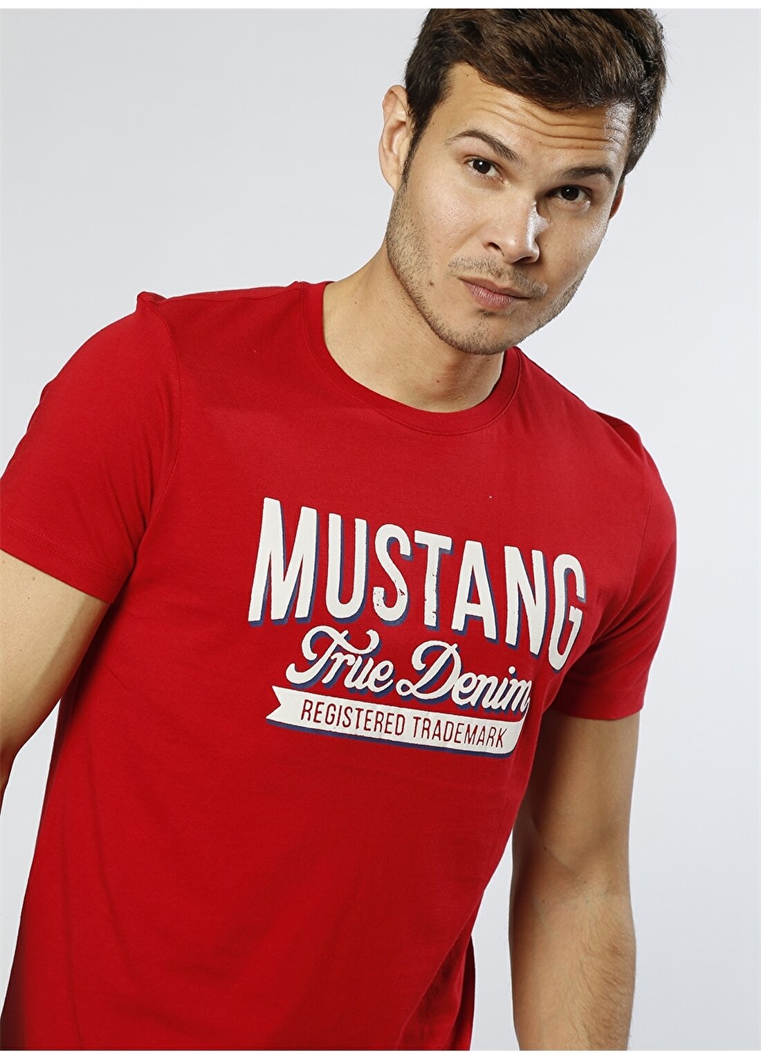 Mustang Baskılı Kırmızı T-Shirt