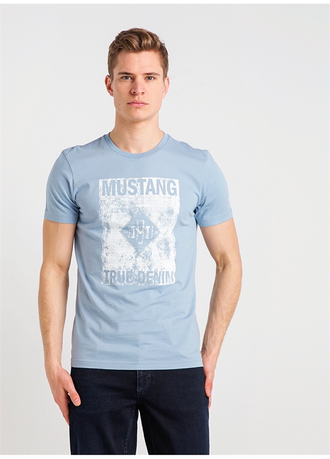 Mustang Baskılı Mavi T-Shirt