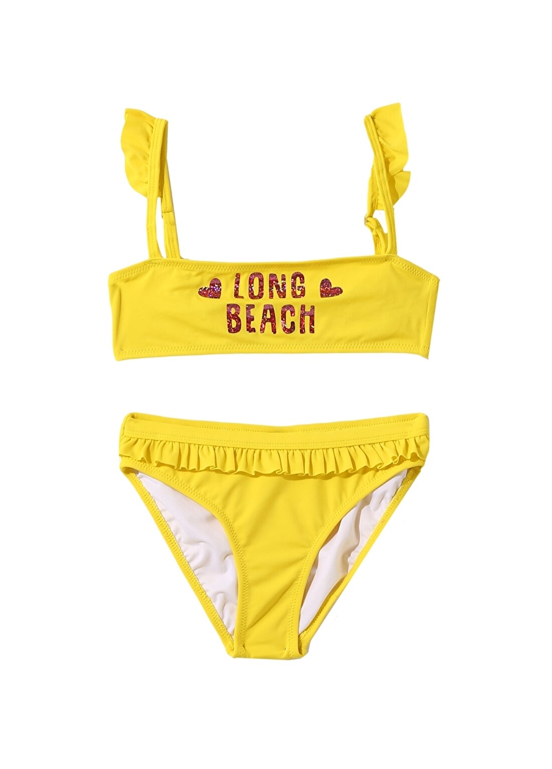 Limon Kız Çocuk Fırfırlı Renkli Bikini Takım